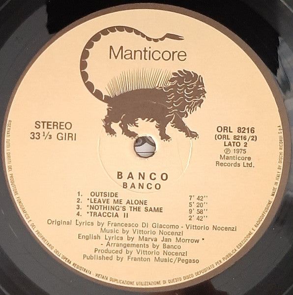 Banco* : Banco (LP, Album, RE, No )