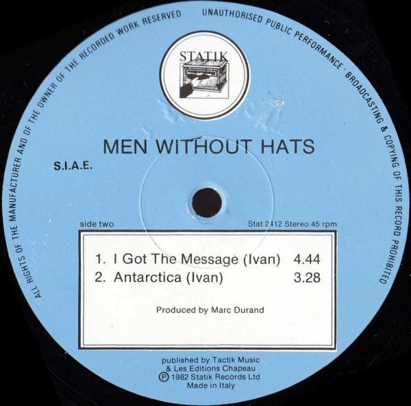 Men Without Hats : The Safety Dance (Extended 'Club Mix') (12")