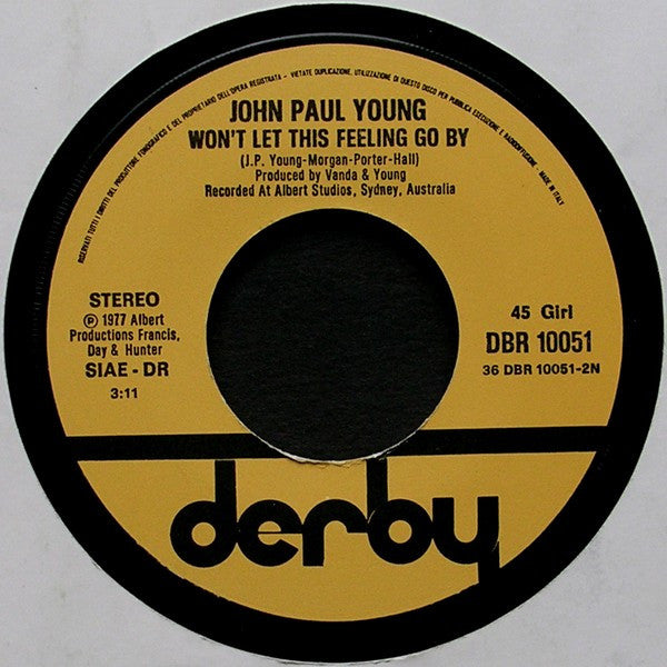 John Paul Young : Love Is In The Air / Won't Let This Feeling Go By (7")
