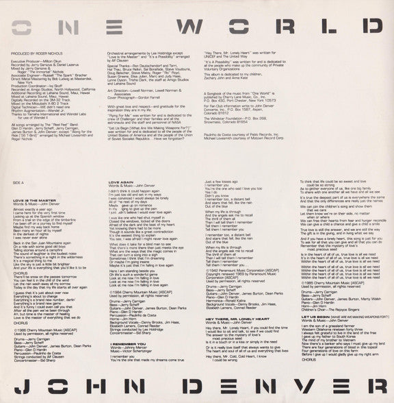 John Denver : One World (LP, Album)