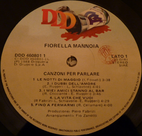 Fiorella Mannoia : Canzoni Per Parlare (LP, Album)
