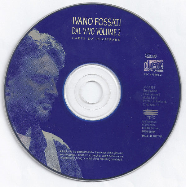 Ivano Fossati : Dal Vivo Volume 2: Carte Da Decifrare (CD, Album, RE)