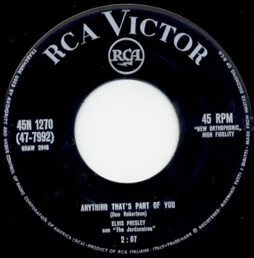 Elvis Presley : Portafortuna = Good Luck Charm (7", Mono)