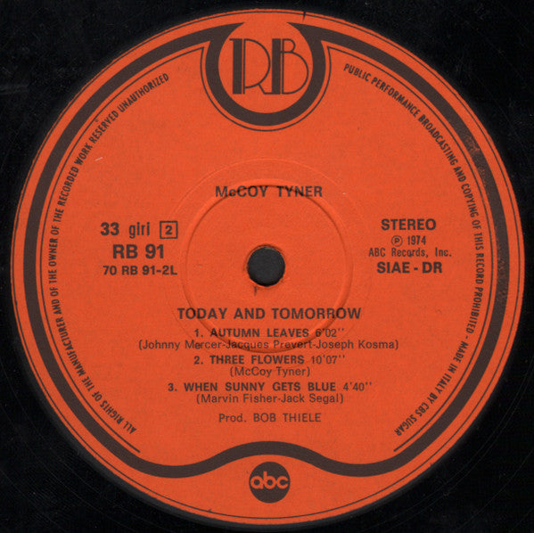 McCoy Tyner : Today And Tomorrow (LP, Album, RE)