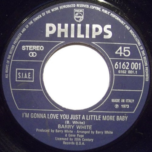 Barry White : I'm Gonna Love You Just A Little More Baby / Just A Little More Baby (7")
