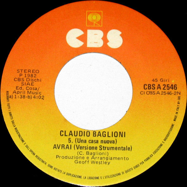 Claudio Baglioni : Avrai (7", Single)