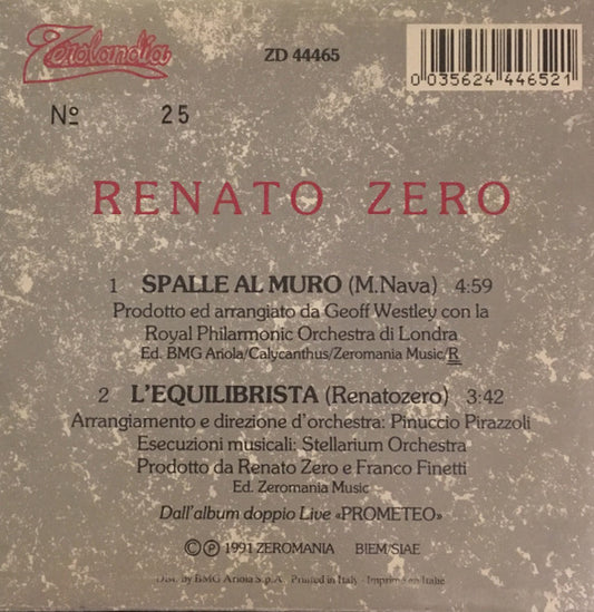Renato Zero : Spalle Al Muro (CD, Single, Ltd, Num)