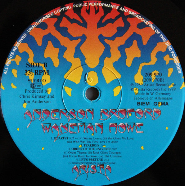Anderson Bruford Wakeman Howe : Anderson Bruford Wakeman Howe (LP, Album, Gat)