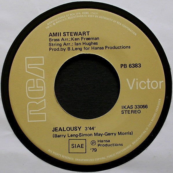 Amii Stewart : Jealousy (7")