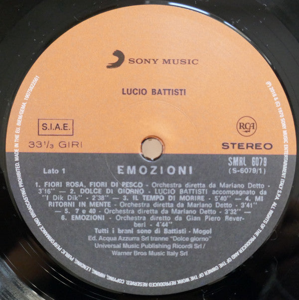 Lucio Battisti : Emozioni (LP, Album, RE, RM, 180)
