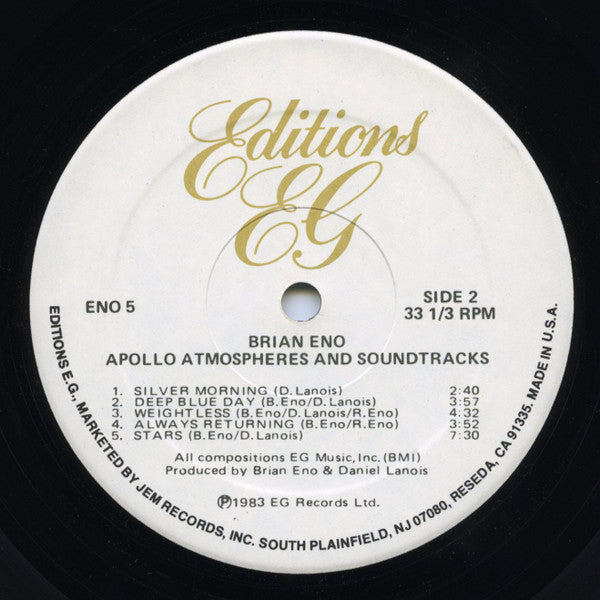 Brian Eno With Daniel Lanois & Roger Eno : Apollo - Atmospheres & Soundtracks (LP, Album)