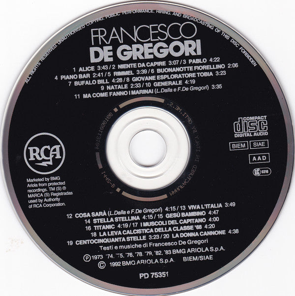 Francesco De Gregori : Francesco De Gregori (CD, Comp, RE)