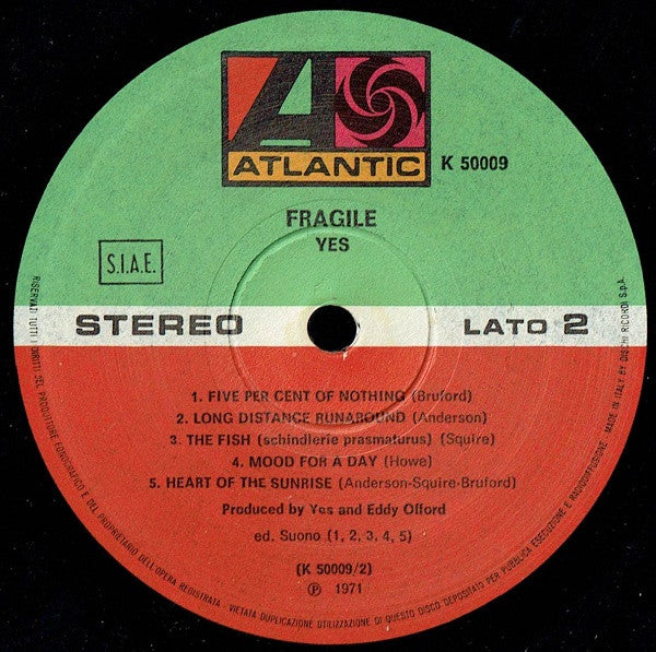 Yes : Fragile (LP, Album, Gat)