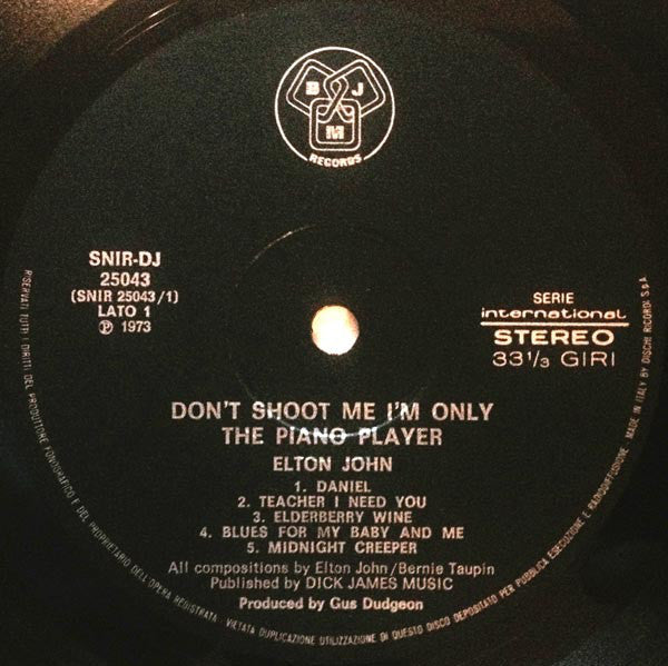 Elton John : Don't Shoot Me I'm Only The Piano Player (LP, Album, Gat)