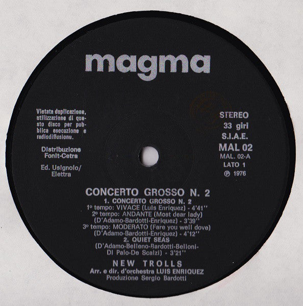 New Trolls : Concerto Grosso N° 2 (LP, Album, Gat)