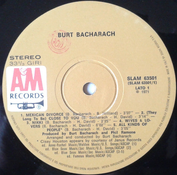 Burt Bacharach : Burt Bacharach (LP, Album, Gat)