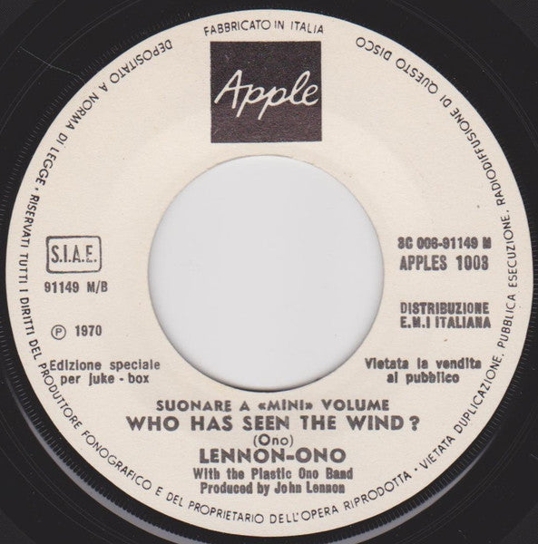 Lennon-Ono* With The Plastic Ono Band : Instant Karma ! (7", Jukebox)