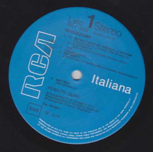 Renato Zero : Invenzioni (LP, Album)