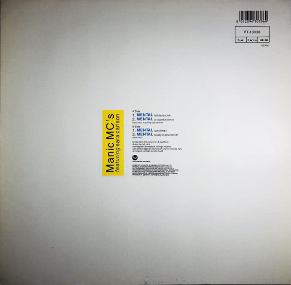 Manic MC's Featuring Sara Carlson : Mental (12")