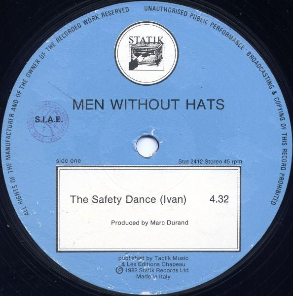 Men Without Hats : The Safety Dance (Extended 'Club Mix') (12")