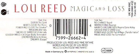 Lou Reed : Magic And Loss (Cass, Album)