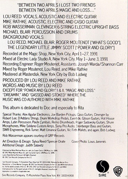Lou Reed : Magic And Loss (Cass, Album)
