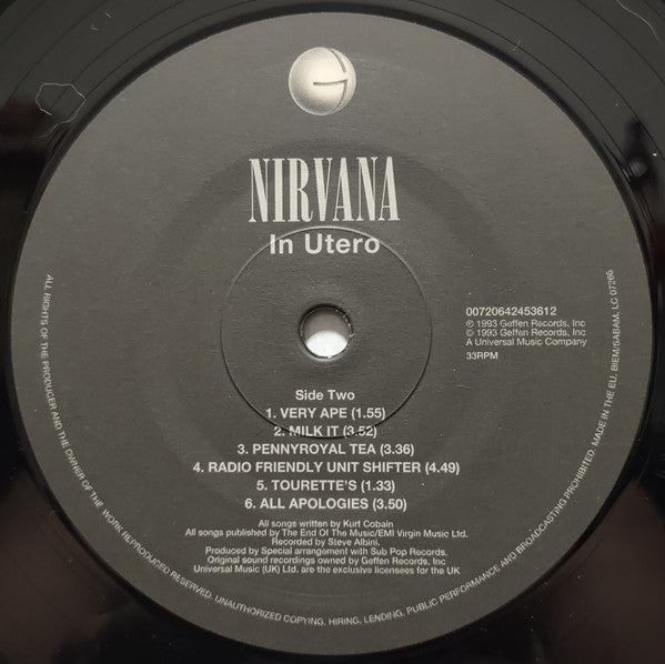 Nirvana : In Utero (LP, Album, RE, RP, 180)
