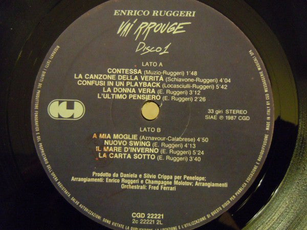 Enrico Ruggeri : Vai Rrouge (2xLP, Album, Gat)