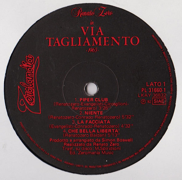 Renato Zero : Via Tagliamento 1965●1970 (2xLP, Album, Gat)