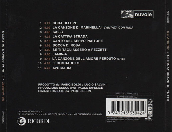 De Andrè* : Mi Innamoravo Di Tutto (CD, Comp, RM)