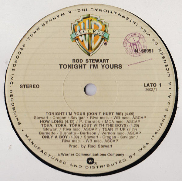 Rod Stewart : Tonight I'm Yours (LP, Album)
