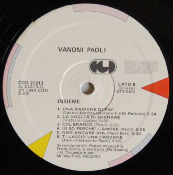 Vanoni* - Paoli* : Insieme (2xLP, Album)