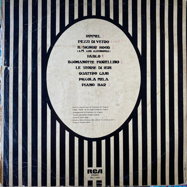 Francesco De Gregori : Rimmel (LP, Album, Cam)
