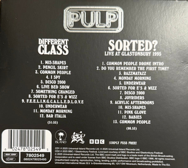 Pulp : Different Class  (CD, Album, RE, RM + CD + 30t)