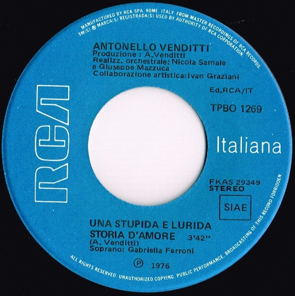 Antonello Venditti : Una Stupida E Lurida Storia D'Amore / Maria Maddalena (7")