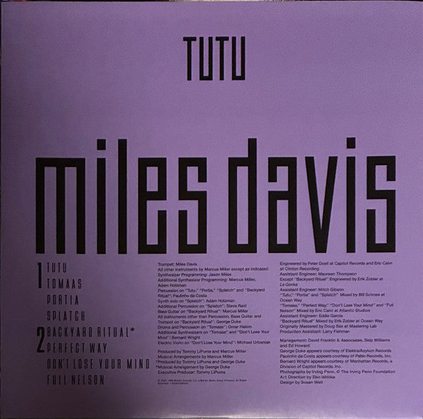 Miles Davis : Tutu (LP, Album, RE)