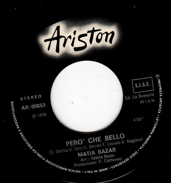 Matia Bazar : Raggio Di Luna (7", Single)