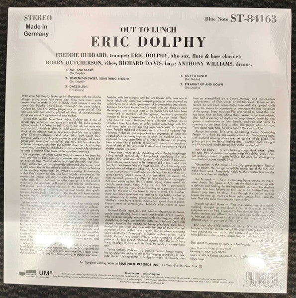 Eric Dolphy : Out To Lunch! (LP, Album, RE, 140)