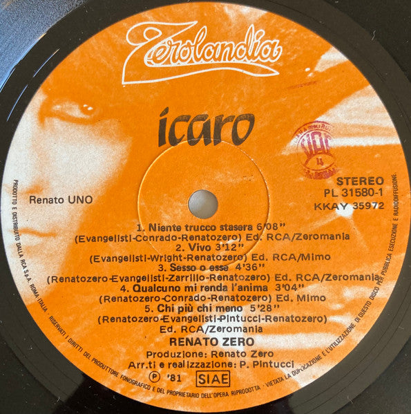 Renato Zero : Icaro (2xLP, Album, 3/8)