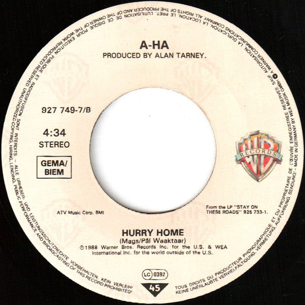a-ha : Touchy! (7", Single, Lar)