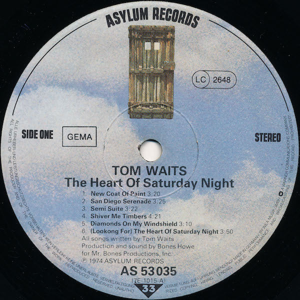 Tom Waits : The Heart Of Saturday Night (LP, Album, RE)