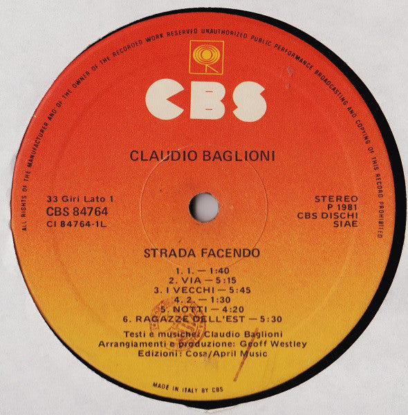 Claudio Baglioni : Strada Facendo (LP, Album)