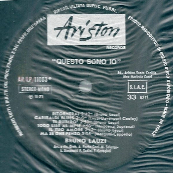 Bruno Lauzi : Questo Sono Io (LP, Album)