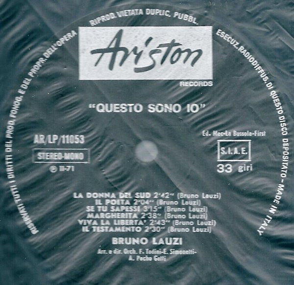 Bruno Lauzi : Questo Sono Io (LP, Album)