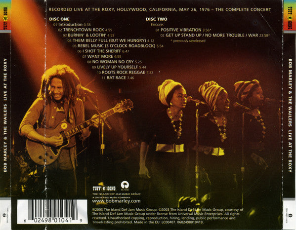 Bob Marley & The Wailers : Live At The Roxy (2xCD, Album)