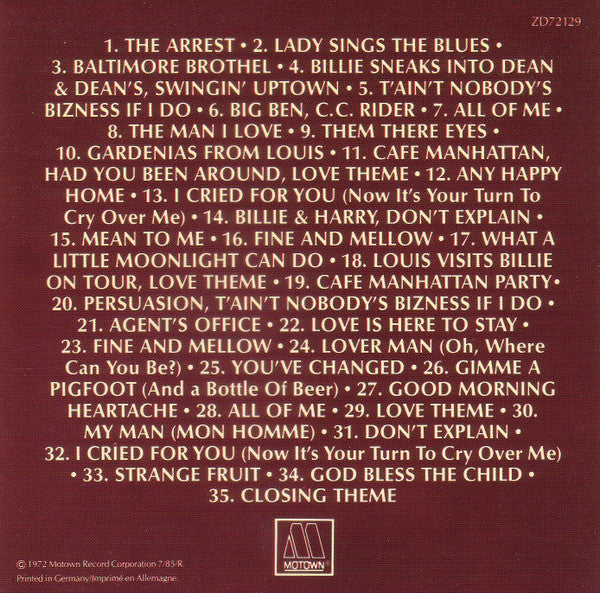 Diana Ross : Lady Sings The Blues (Original Motion Picture Soundtrack) (CD, Album, RE, Yel)