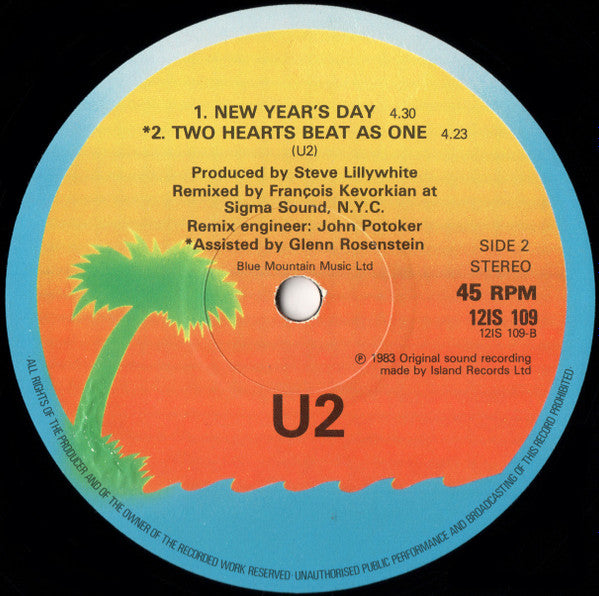 U2 : Two Hearts Beat As One (Club Version) (12", Single)