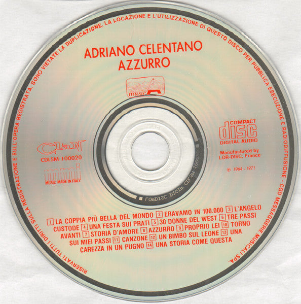 Adriano Celentano : Azzurro (CD, Comp)