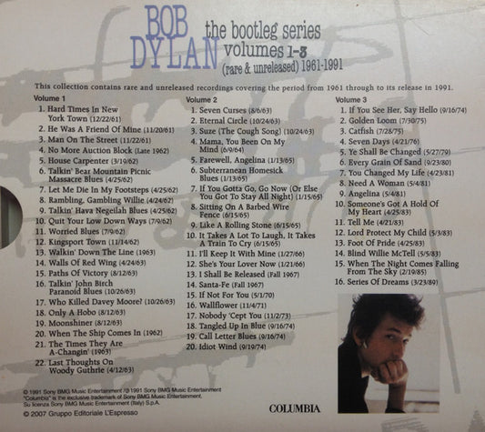 Bob Dylan : The Bootleg Series Volumes 1 - 3 [Rare & Unreleased] 1961-1991 (3xCD, Comp, Ita)