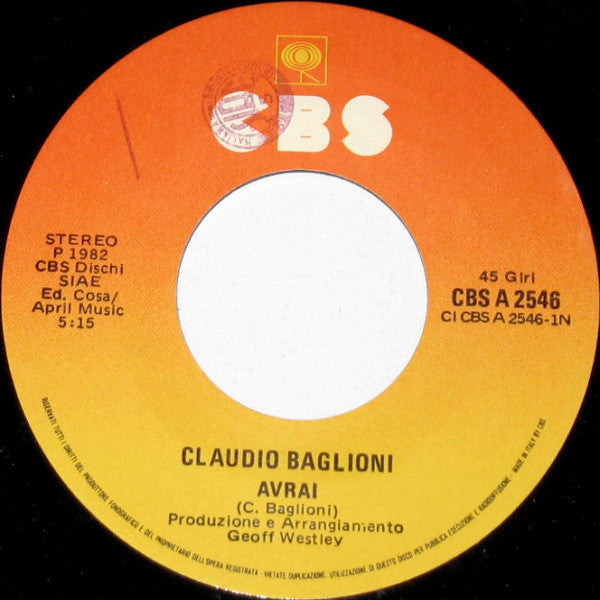 Claudio Baglioni : Avrai (7", Single)